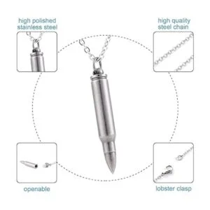 Antiguo collar de urna de cremación en forma de bala en_4