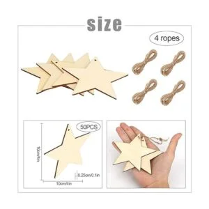 KINBOM 50 piezas de estrella de madera natural madera con_2