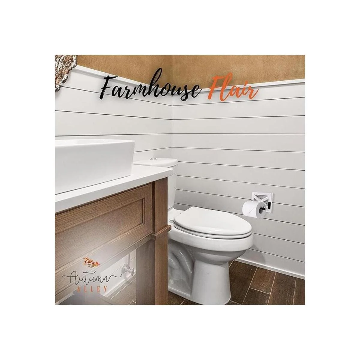 Autumn Alley Soporte de papel higiénico blanco de granja_2