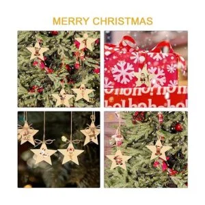 KINBOM 50 piezas de estrella de madera natural madera con_6