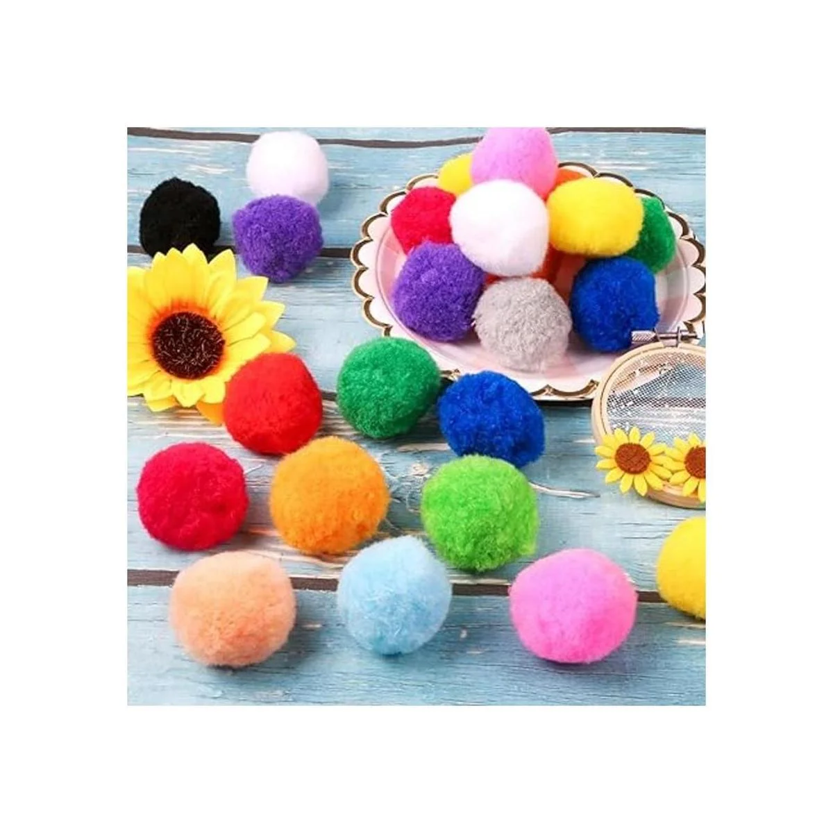60 pompones 15 colores 2 pulgadas muy grandes_2