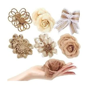 12 flores de arpillera grandes para manualidades 3.15_1