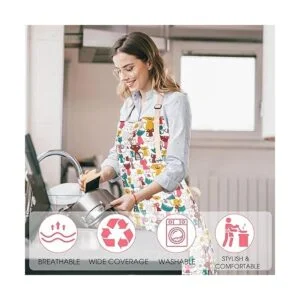 CRJHNS Bonito delantal con 2 bolsillos para mujer correa_6