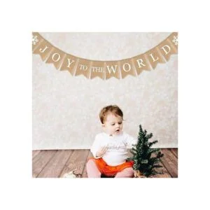 SWYOUN Burlap Joy to The World Banner Feliz Invierno_2