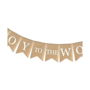 SWYOUN Burlap Joy to The World Banner Feliz Invierno_3