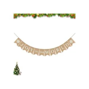 SWYOUN Burlap Joy to The World Banner Feliz Invierno_5