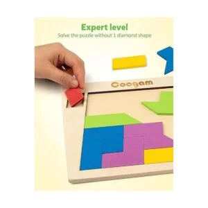 Coogam Bloques de rompecabezas de madera geométricos_5