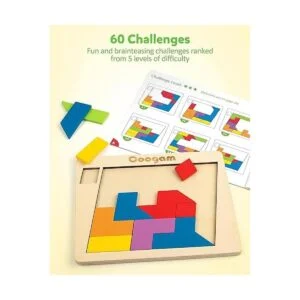 Coogam Bloques de rompecabezas de madera geométricos_4