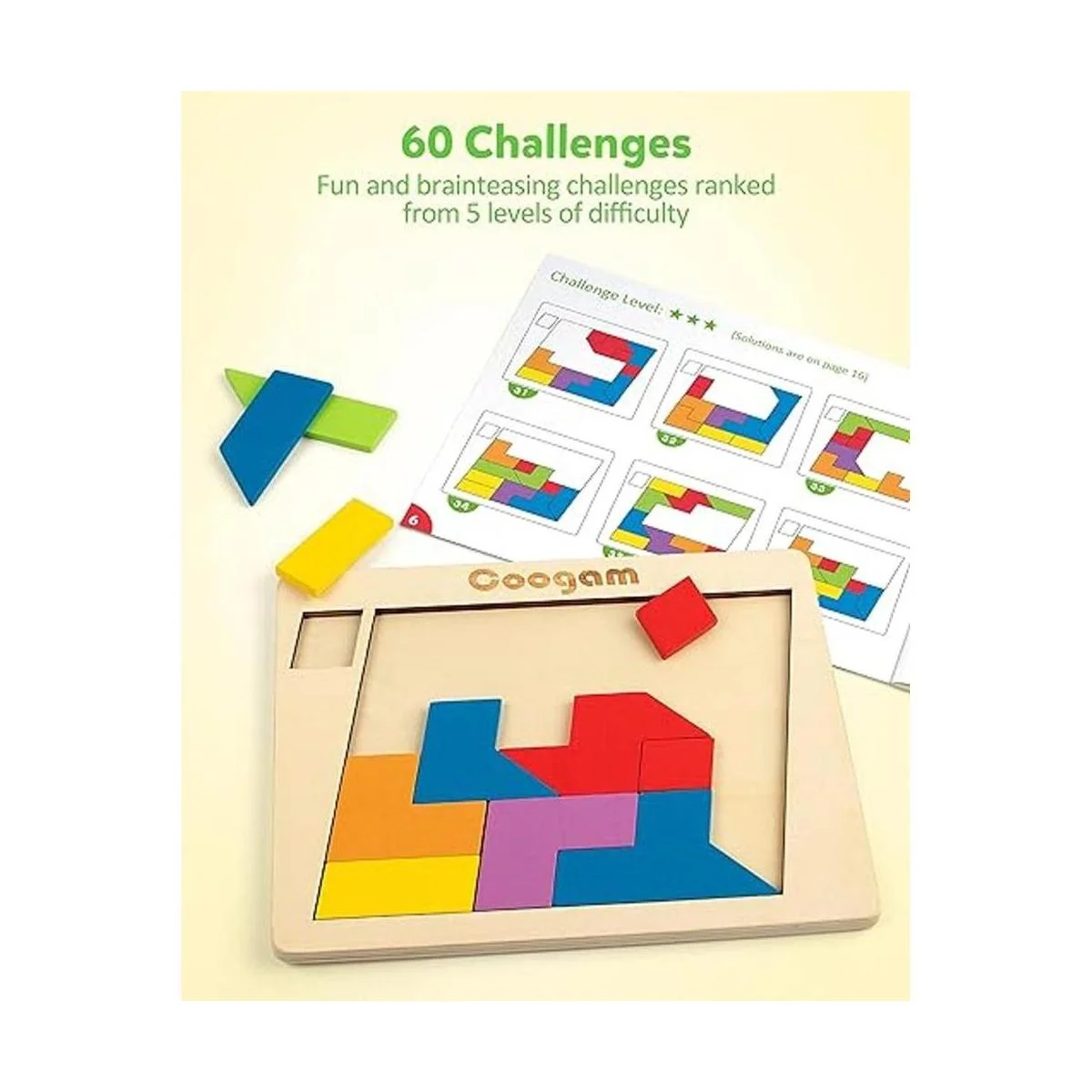 Coogam Bloques de rompecabezas de madera geométricos_4