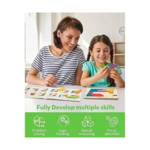 Coogam Bloques de rompecabezas de madera geométricos_6