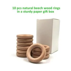 HEOCAKR Anillos de madera de haya natural 10 anillos de_4