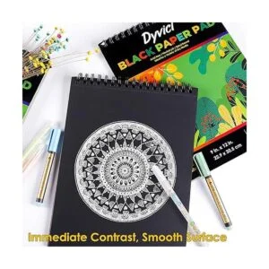 Dyvicl Bloc de papel negro de 9 x 12 pulgadas cuaderno de_5