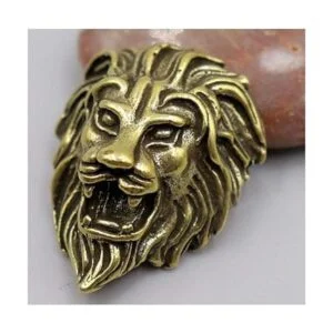 Duolai 2pcs Vintage Latón Roar Cabeza de León Tallado_4