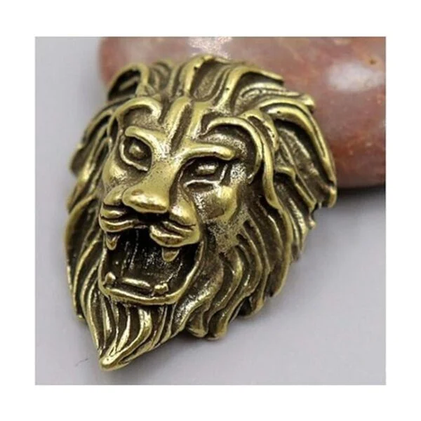 Duolai 2pcs Vintage Latón Roar Cabeza de León Tallado_4