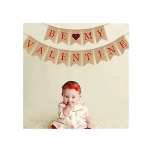 SWYOUN Burlap Be My Valentine Banner Feliz Día de San_2