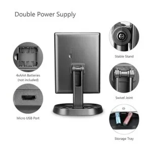 deweisn Espejo de maquillaje de tocador iluminado triple_3