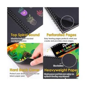 Dyvicl Bloc de papel negro de 9 x 12 pulgadas cuaderno de_4