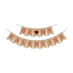 SWYOUN Burlap Be My Valentine Banner Feliz Día de San_1