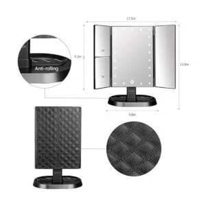 deweisn Espejo de maquillaje de tocador iluminado triple_2