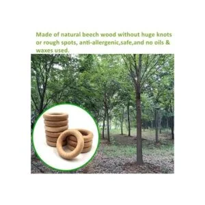 HEOCAKR Anillos de madera de haya natural 10 anillos de_3