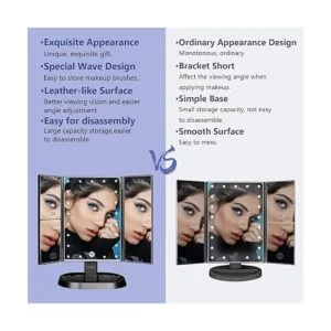 deweisn Espejo de maquillaje de tocador iluminado triple_6