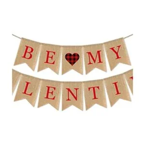 SWYOUN Burlap Be My Valentine Banner Feliz Día de San_3
