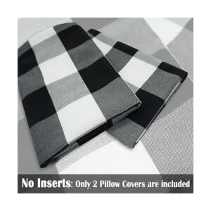 CARRIE HOME Juego de 2 fundas de almohada a cuadros negros_3