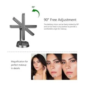 deweisn Espejo de maquillaje de tocador iluminado triple_4