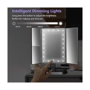 deweisn Espejo de maquillaje de tocador iluminado triple_5