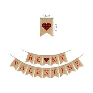 SWYOUN Burlap Be My Valentine Banner Feliz Día de San_4