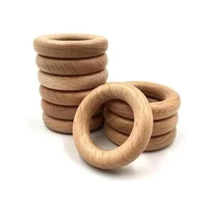 HEOCAKR Anillos de madera de haya natural 10 anillos de_1