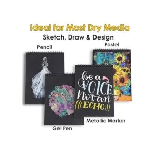 Dyvicl Bloc de papel negro de 9 x 12 pulgadas cuaderno de_3