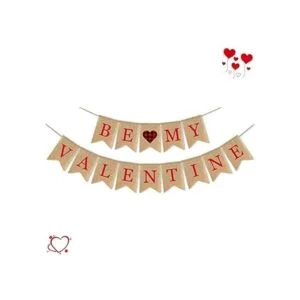 SWYOUN Burlap Be My Valentine Banner Feliz Día de San_5