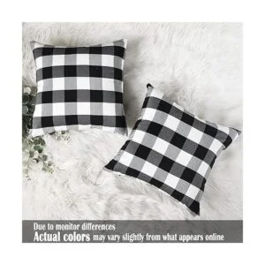 CARRIE HOME Juego de 2 fundas de almohada a cuadros negros_5