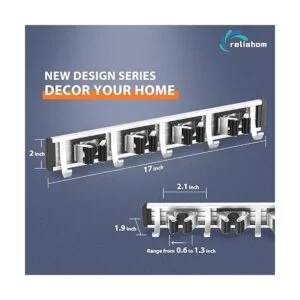 Reliahom Soporte para escoba colgador de mopa montaje en_6