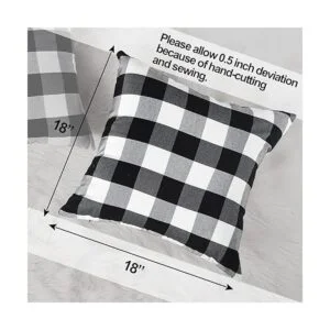 CARRIE HOME Juego de 2 fundas de almohada a cuadros negros_4