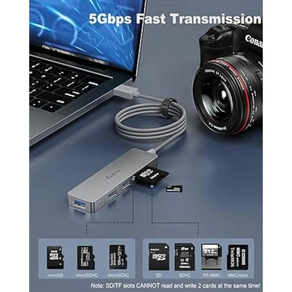 Aceele Hub USB 3.0 6 puertos Ultra Slim Data USB Hub con_5
