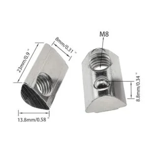 4040 Series M8 T Tuercas de ranura Rollin Spring Ball_4