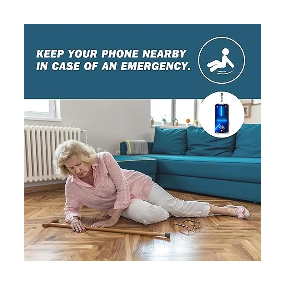 Cordón universal negro para teléfono celular con correa_3