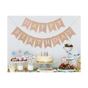 Cartel de arpillera de feliz cumpleaños arcoíris Colores_2