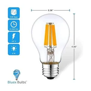 Paquete de 3 bombillas LED de filamento A19 moradas Base_2