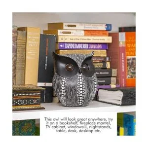 Ornativity Figura de estatua de búho negro Escultura de_4