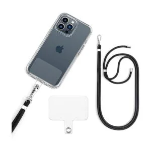 Cordón universal negro para teléfono celular con correa_1