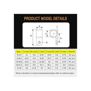Bigtrans 305 clips de alambre de plástico tipo R de 14_3