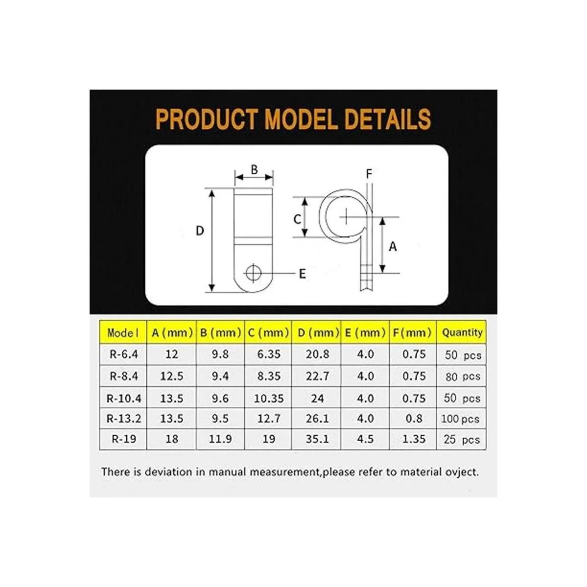 Bigtrans 305 clips de alambre de plástico tipo R de 14_3