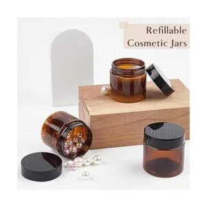 Paquete de 20 tarros de plástico ámbar de 2 onzas con_4