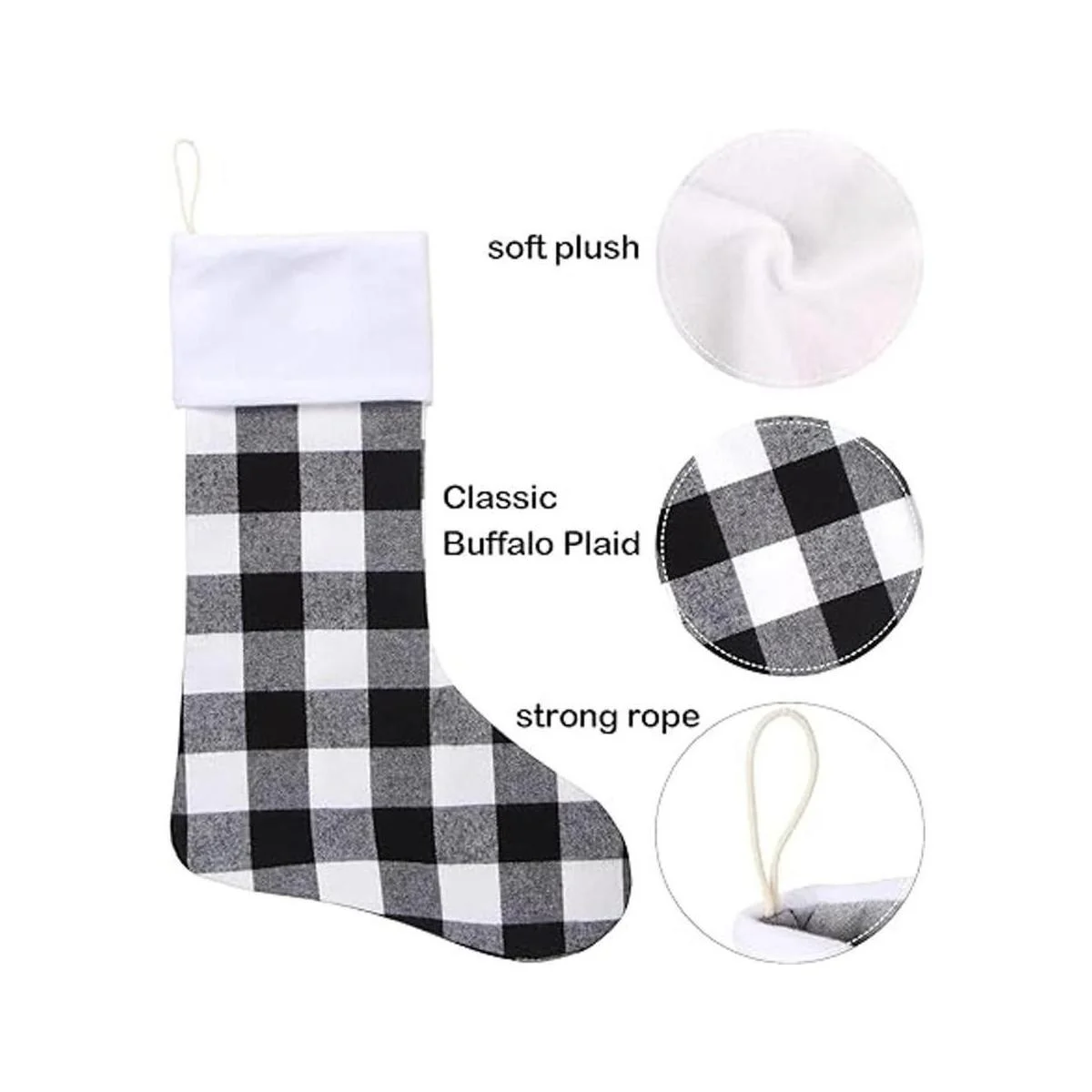 DIYASY Medias de Navidad a cuadros paquete de 6_3