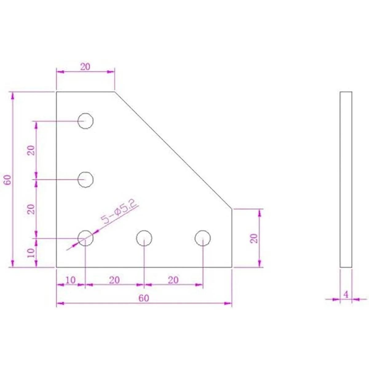 Zeberoxyz 4 unidskit negro forma de L placa de soporte de_3
