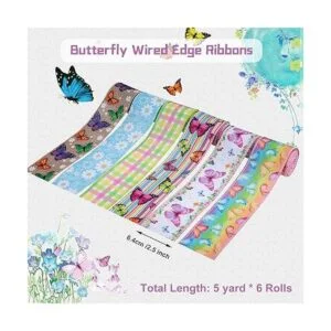6 rollos de cinta de mariposa de verano con borde de_2