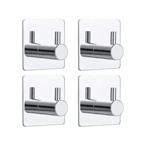 Bylion Paquete de 4 ganchos adhesivos de pared plateados_1